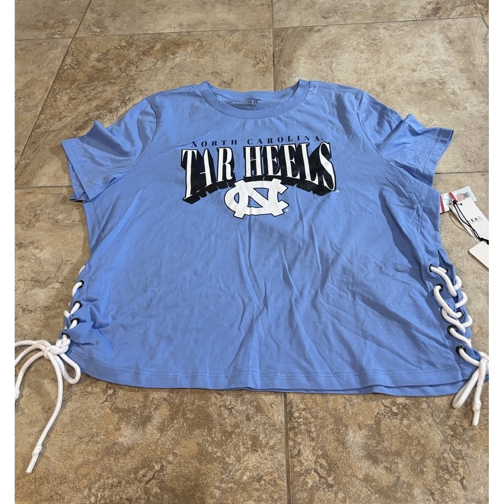 WEAR Erin Andrews UNC Tar Heels Shirt Women XL Carolina Blue Lace Up NWT